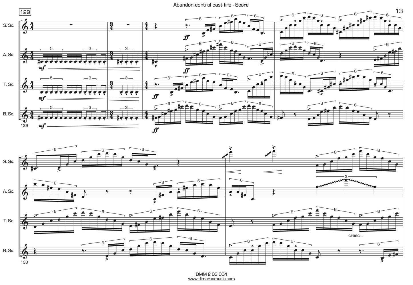 Colour of Memory for Saxophone Quartet (Diptych)