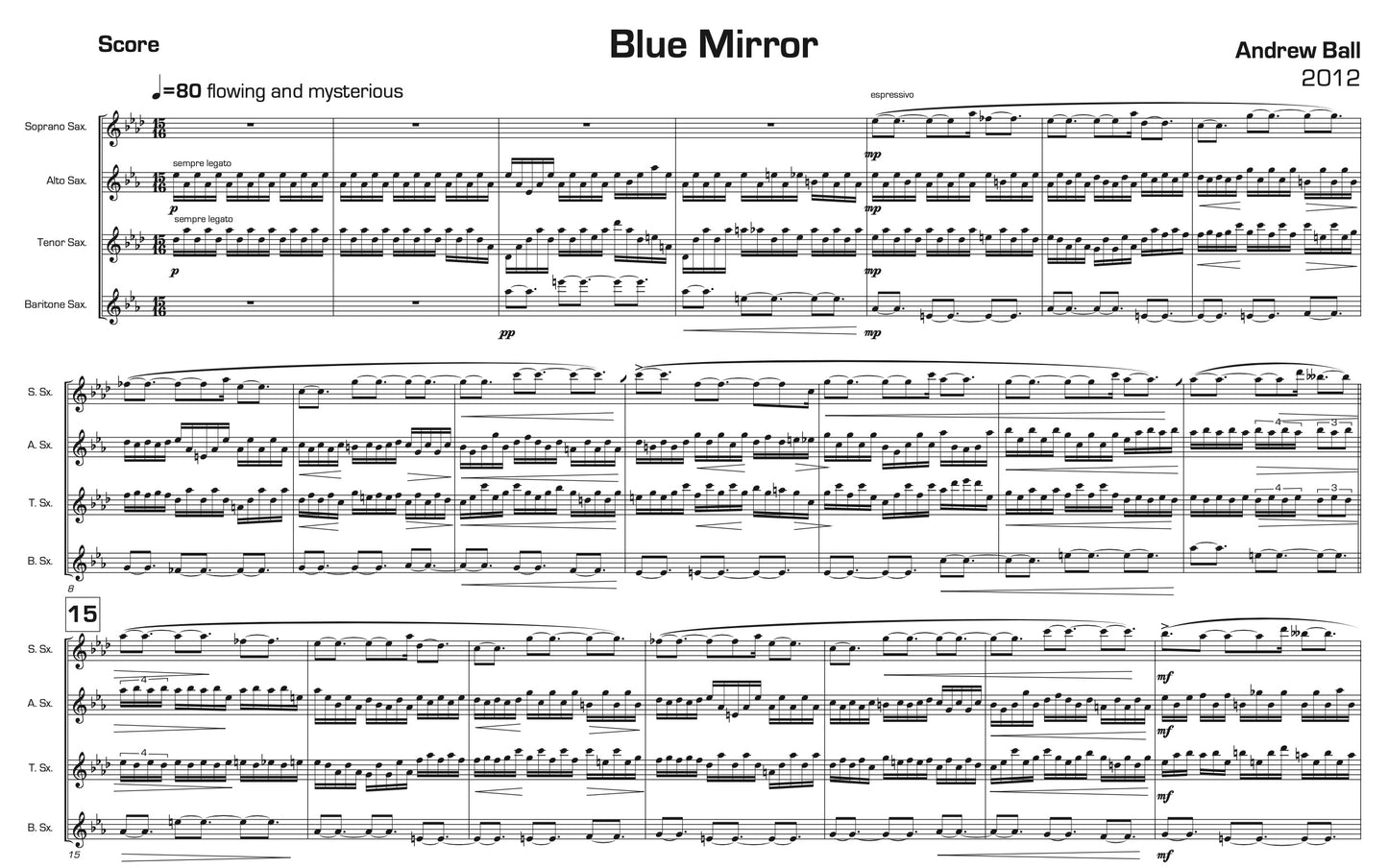Blue Mirror for Saxophone Quartet