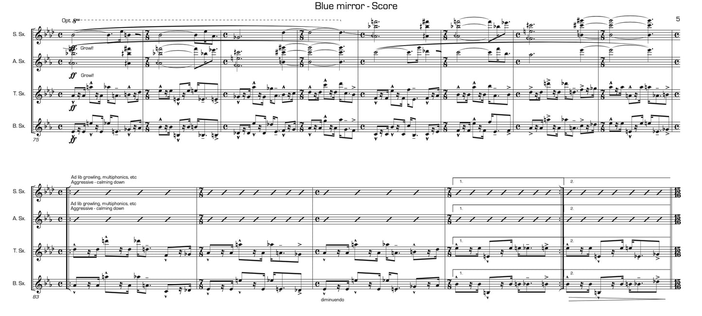 Blue Mirror for Saxophone Quartet