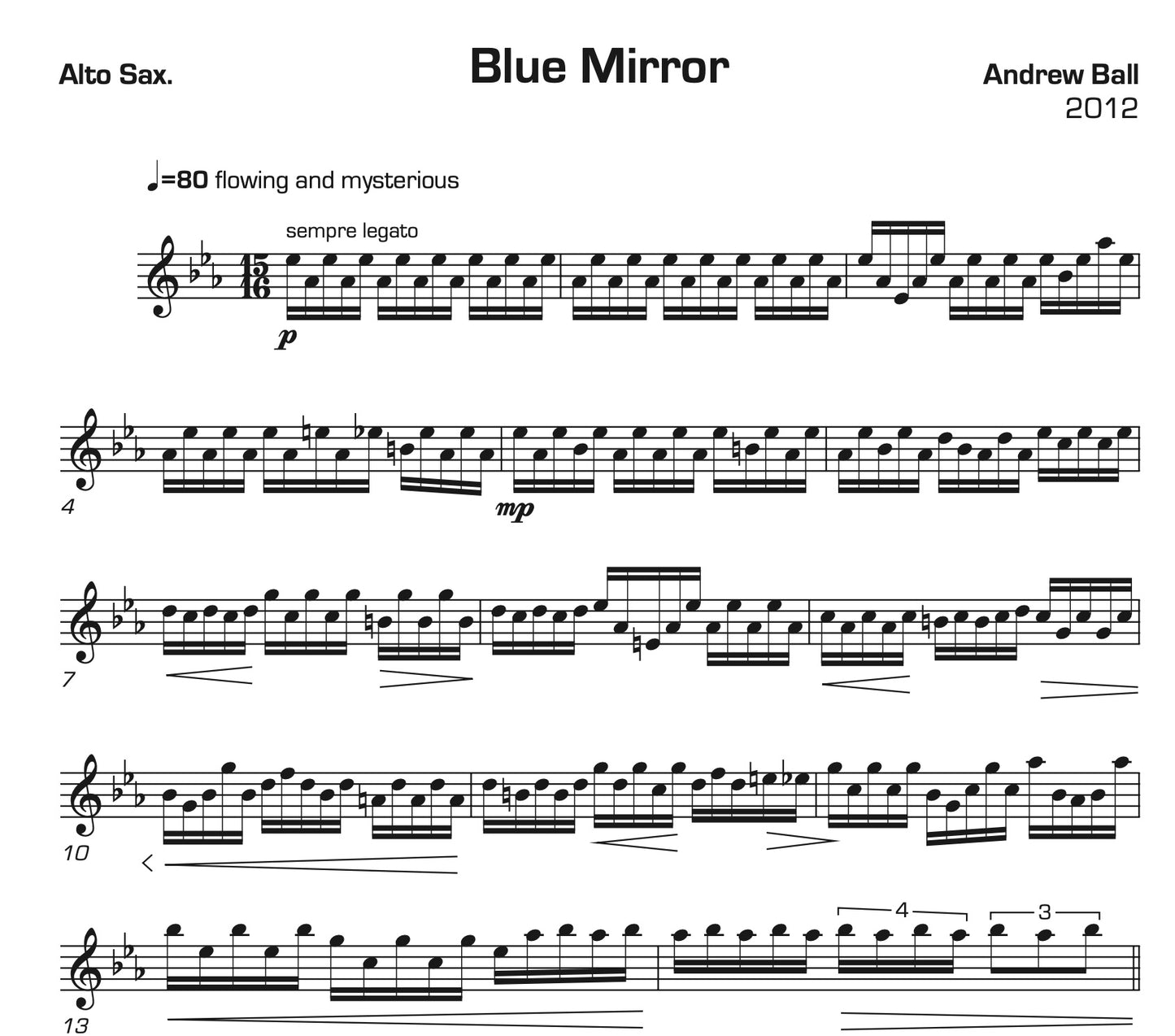 Blue Mirror for Saxophone Quartet