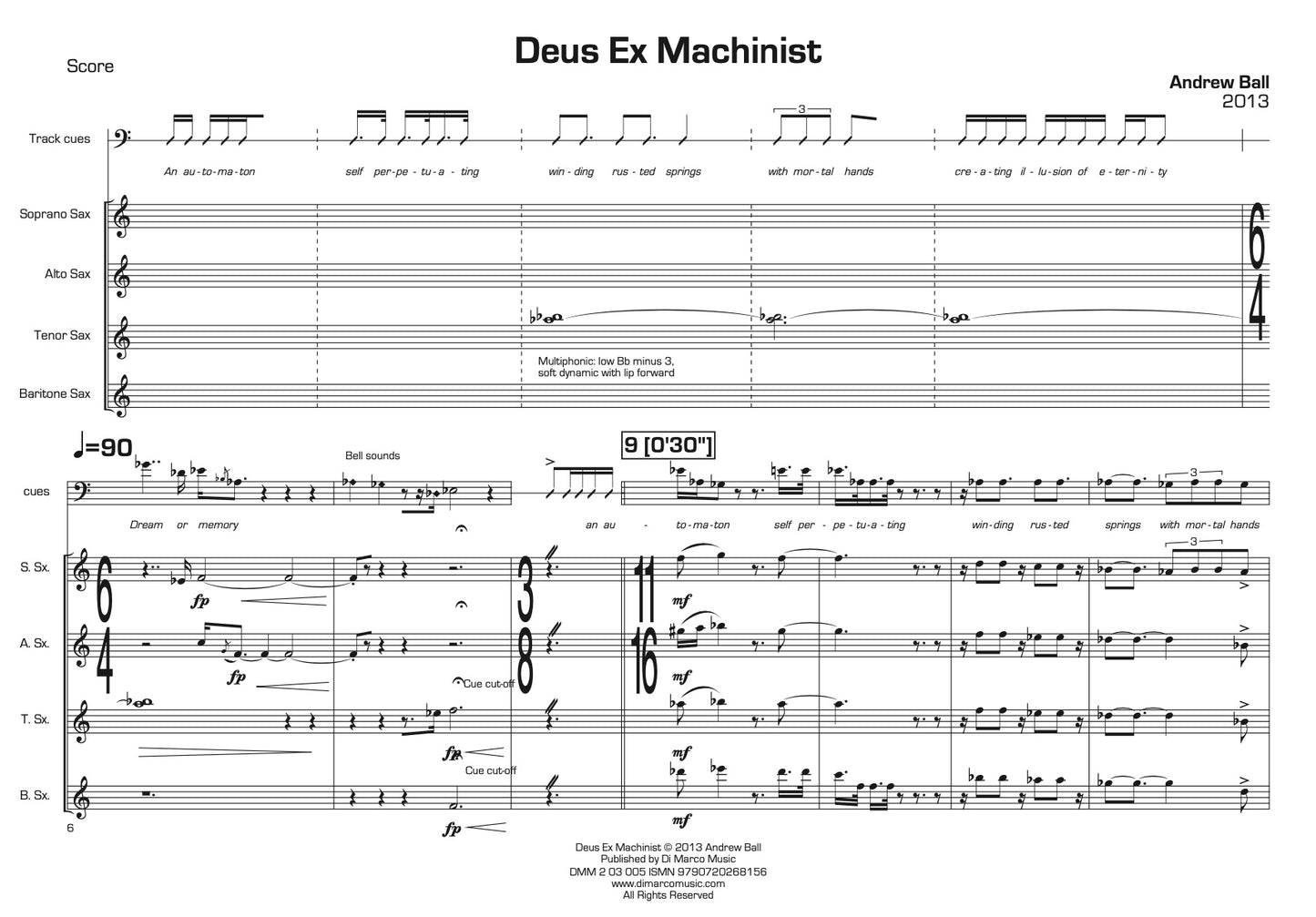 Deus ex machinist for Saxophone Quartet
