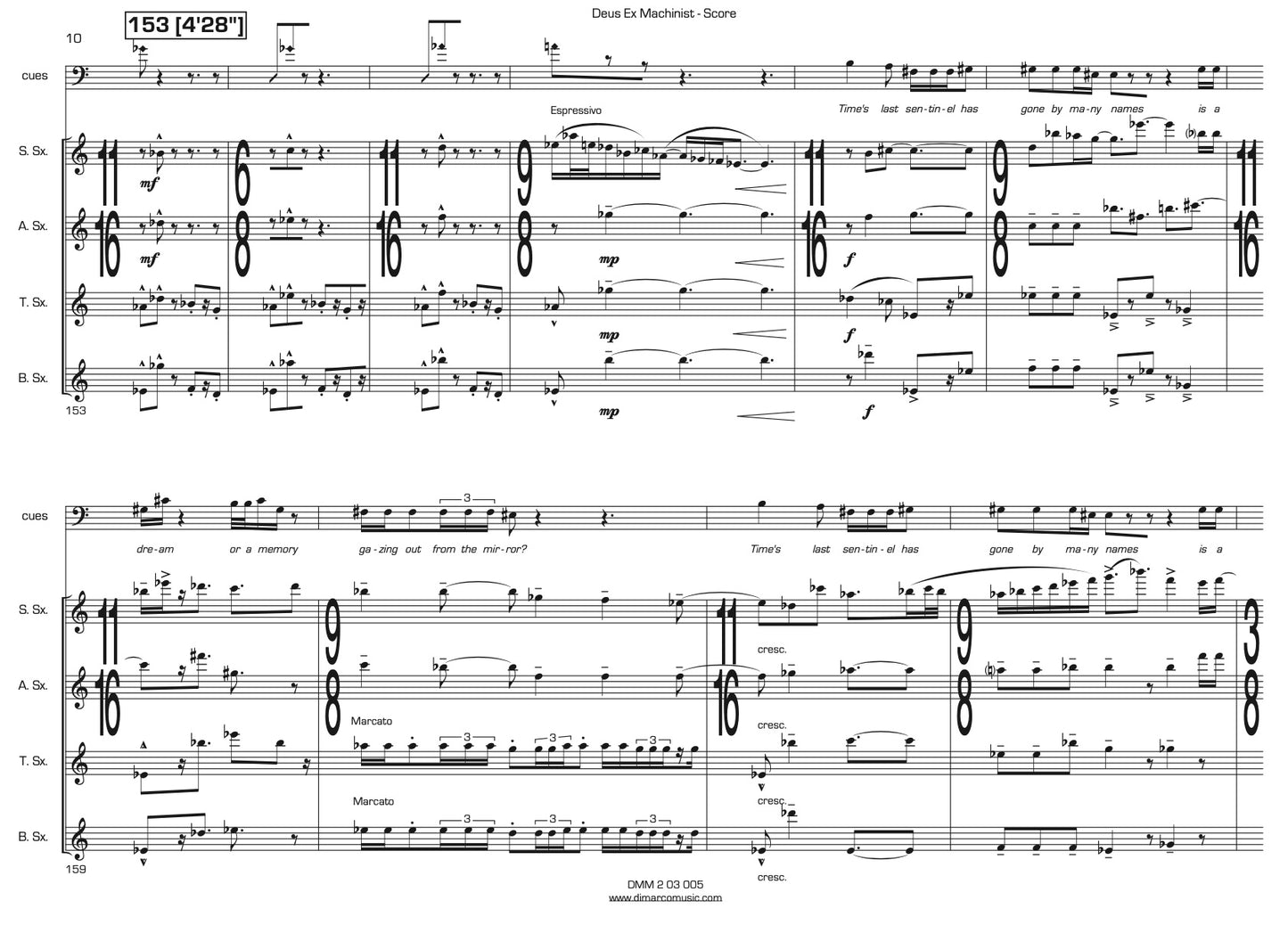 Deus ex machinist for Saxophone Quartet