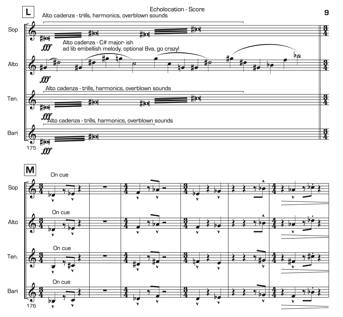 Echolocation for Saxophone Quartet