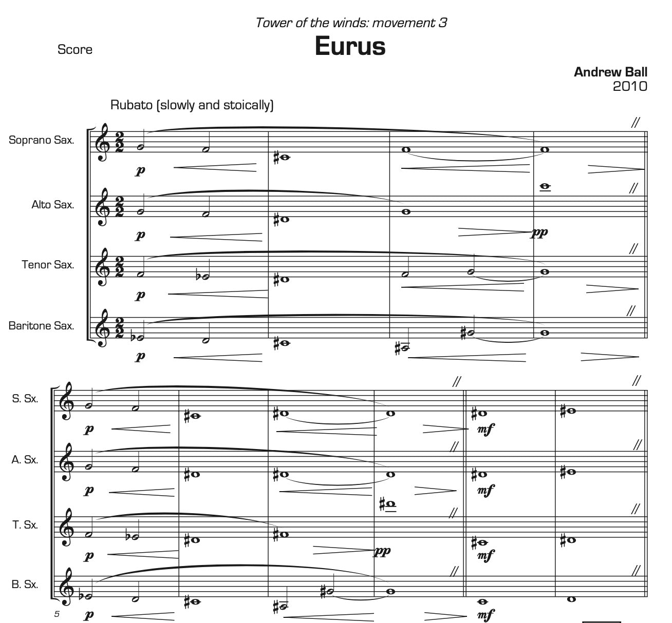 Tower of the Winds for Saxophone Quartet (4 Movements)