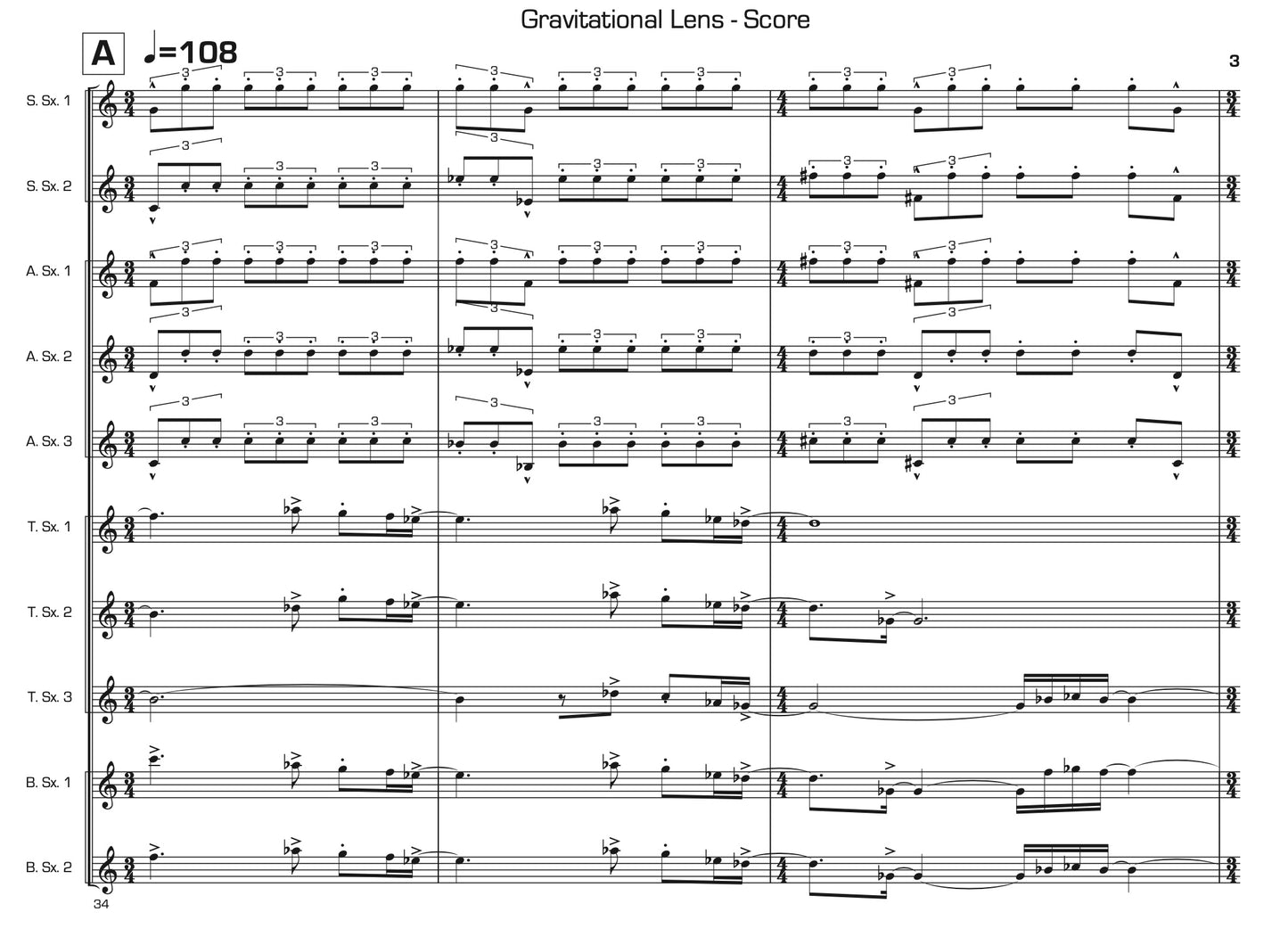Gravitational Lens for Saxophone Ensemble