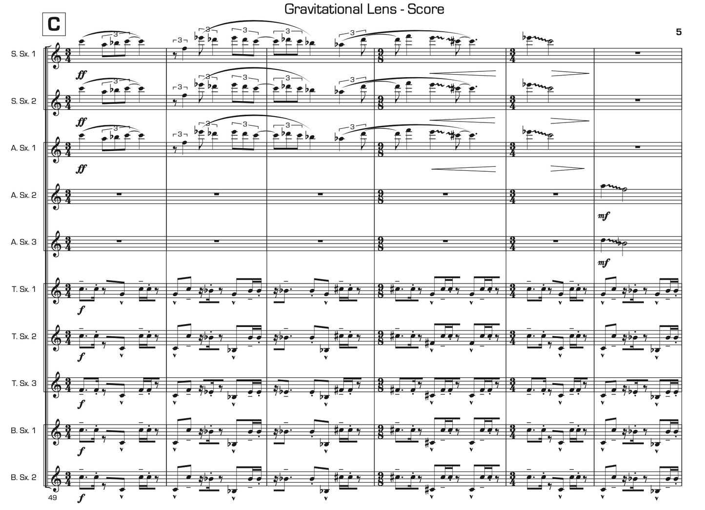 Gravitational Lens for Saxophone Ensemble