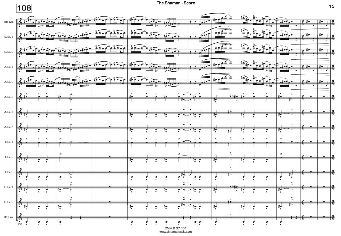 The Shaman for Large Saxophone Ensemble