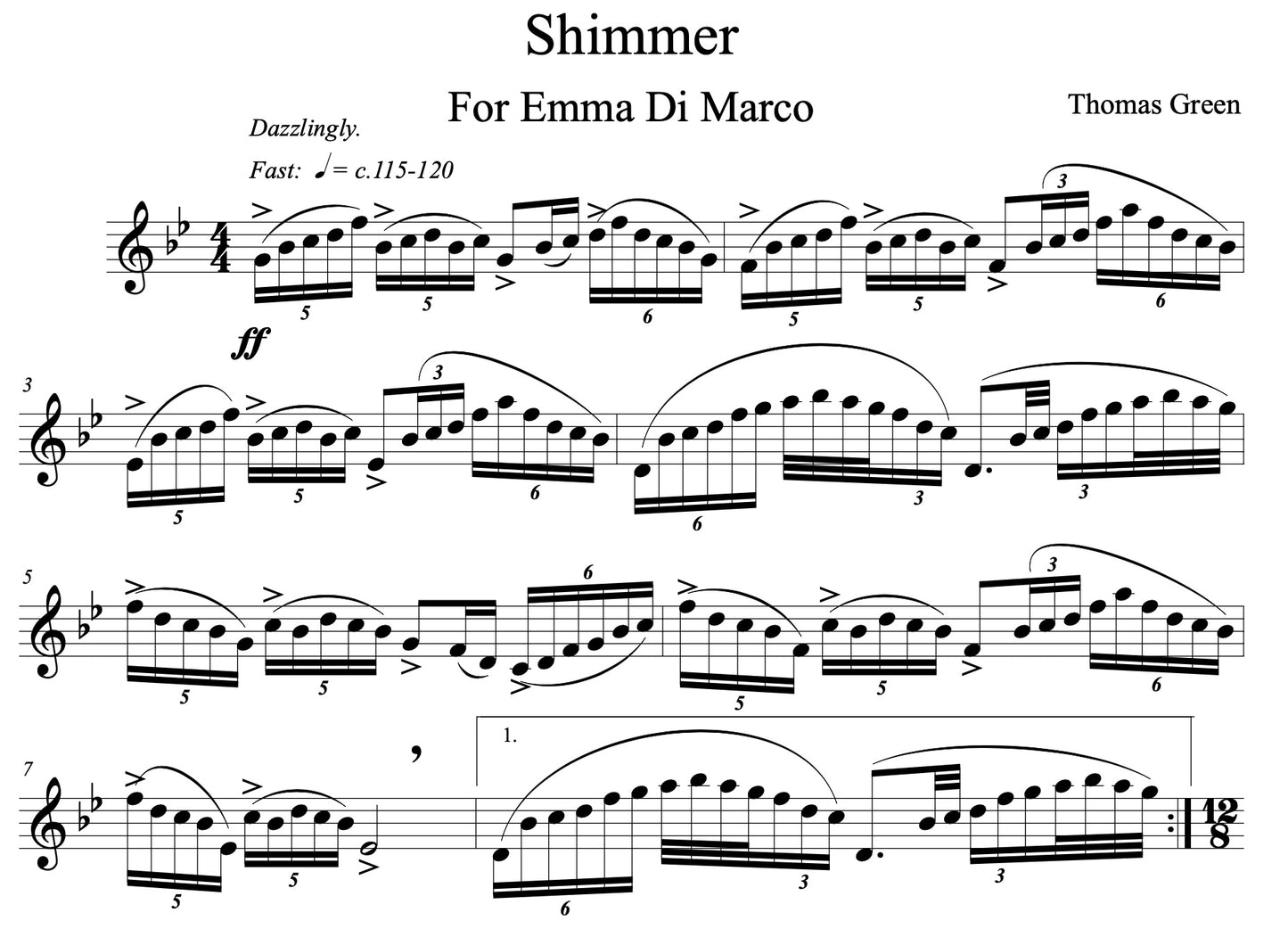 SHIMMER for Solo Saxophone
