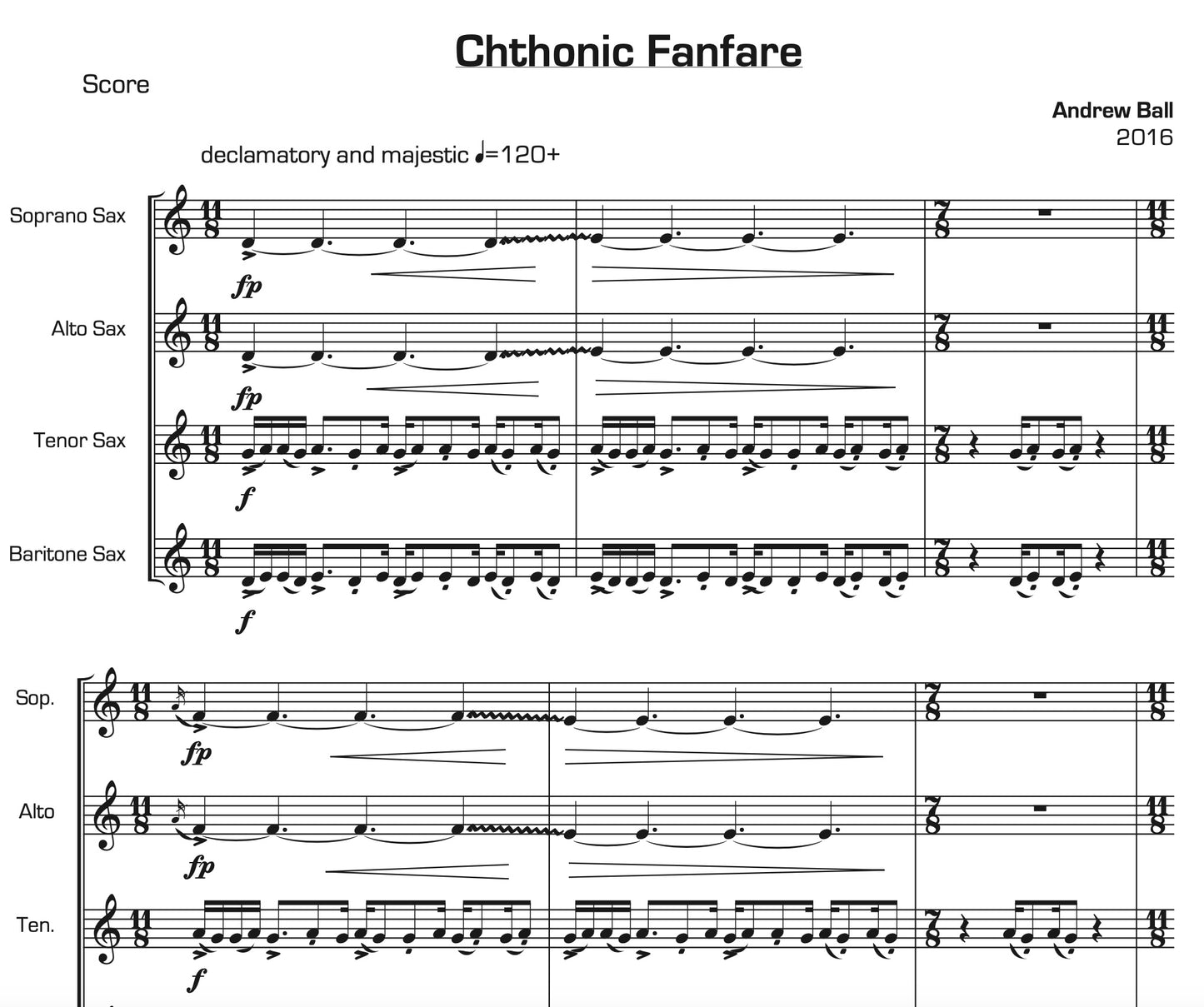 Chthonic Fanfare for Saxophone Quartet